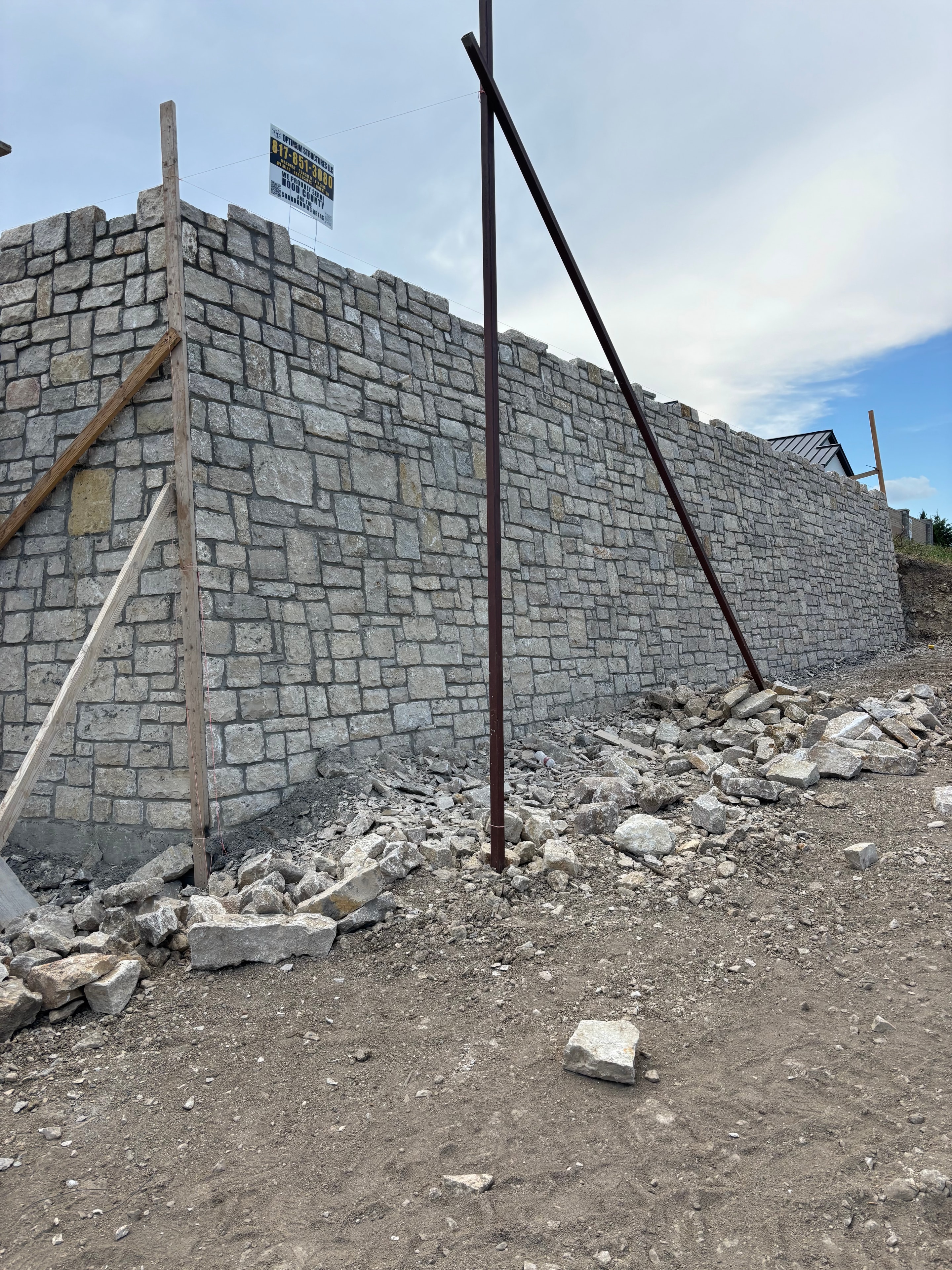 Decorative stone wall and garden